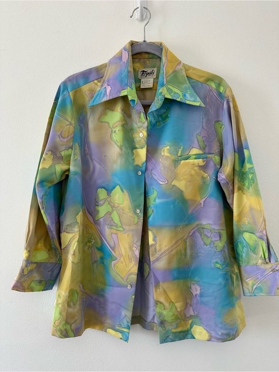 Tops - Vintage Satin Button-Up Shirt